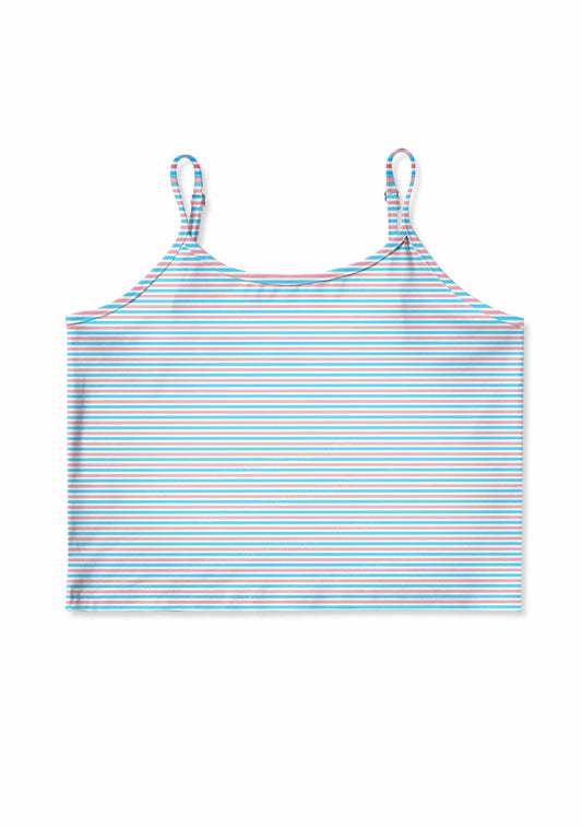 Trans Stripes Pride Y2K Print Cami Crop Top Cherrykitten
