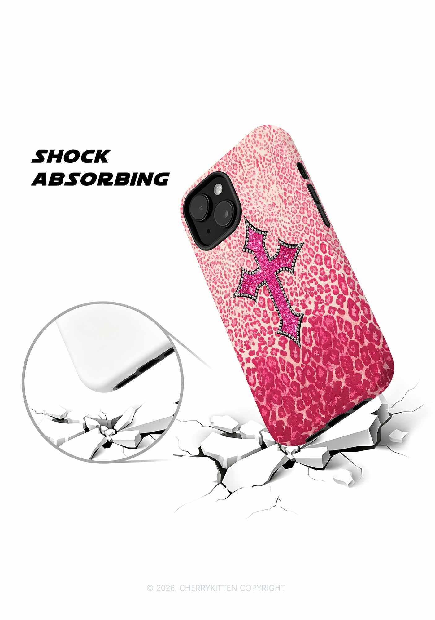 Halloween Pink Leopard Cross Y2K Phone Case Cherrykitten