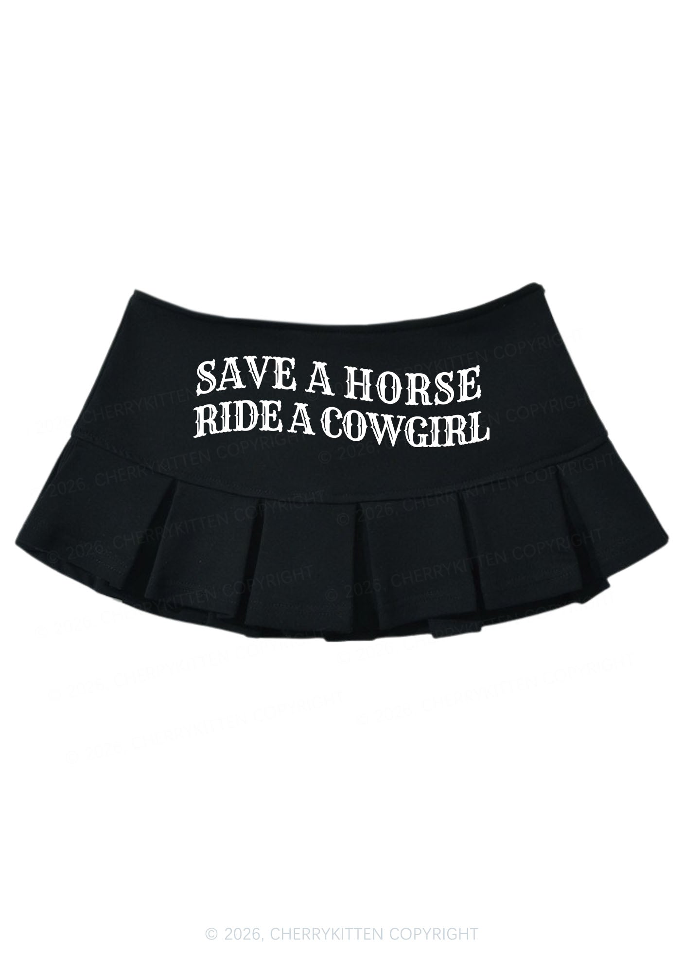 Save A Horse Ride A Cowgirl Y2K Mini Pleated Skirts Cherrykitten