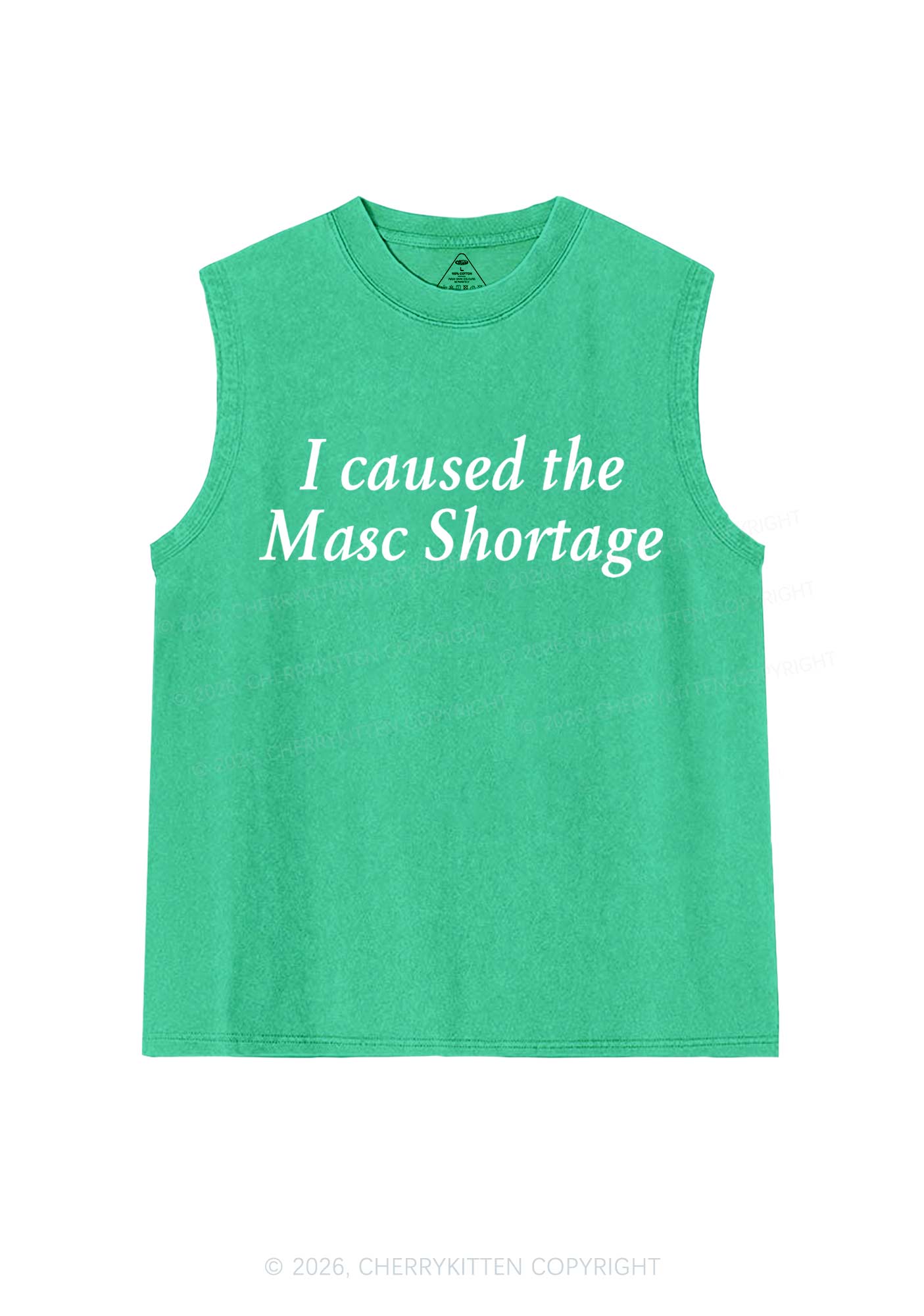 I Caused The Masc Shortage Pride Y2K Washed Muscle Tank Cherrykitten