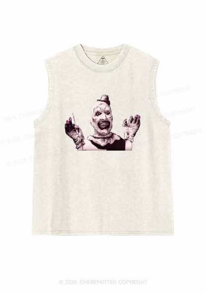 Halloween Terrifier Clown Y2K Washed Tank Cherrykitten