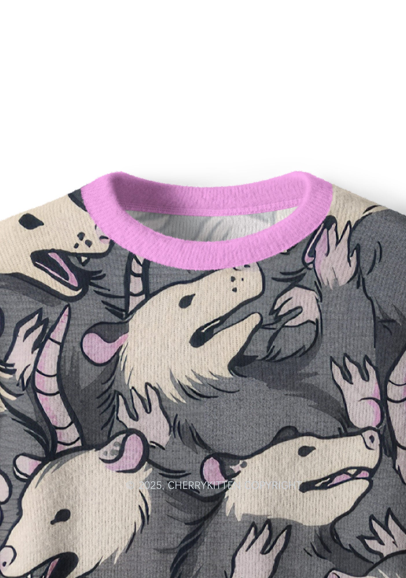 Grey Possum Y2K Christmas Knit Sweatshirt Cherrykitten