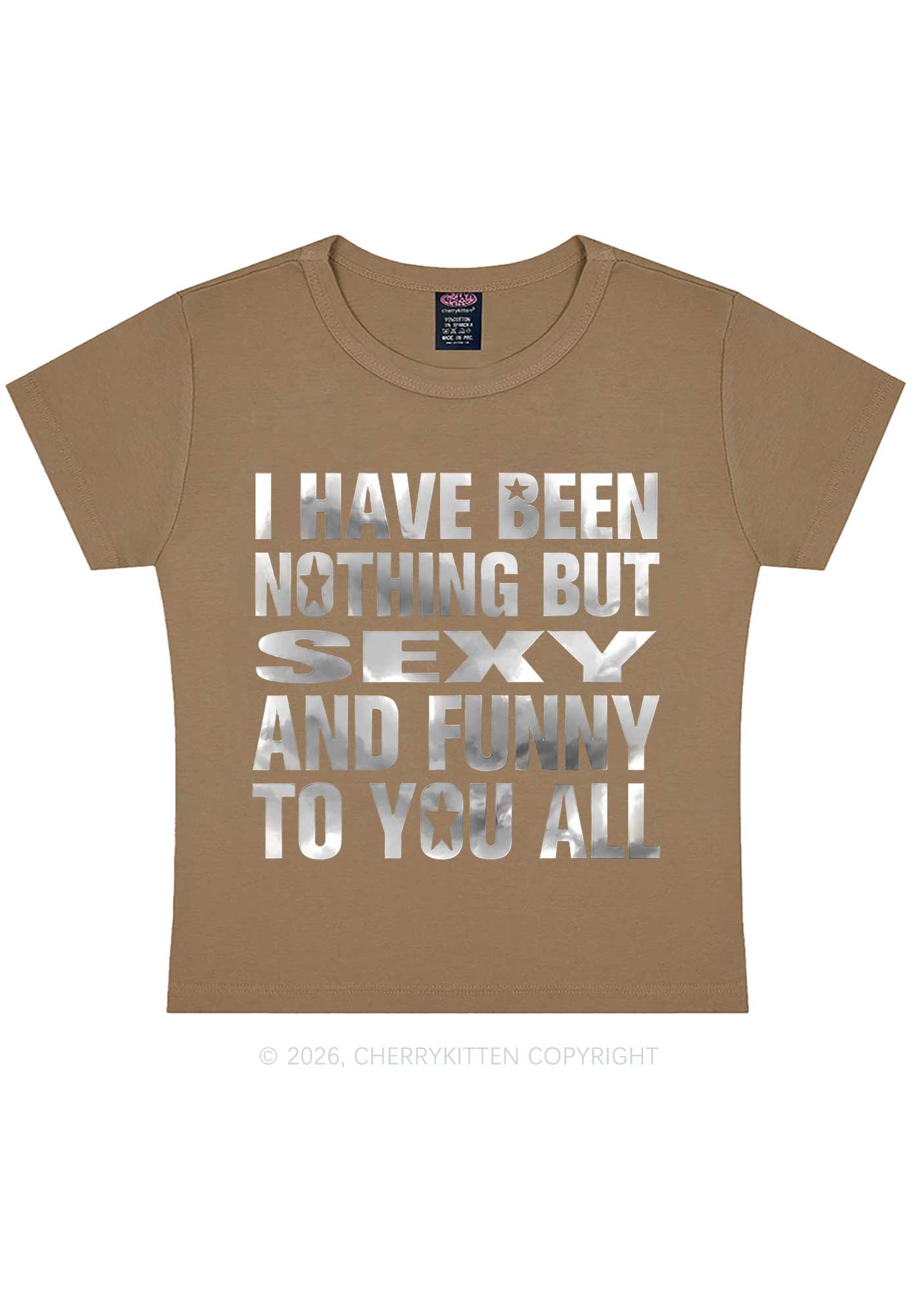 I Have Been Nothing Silver Foil Printed Y2K Baby Tee Cherrykitten