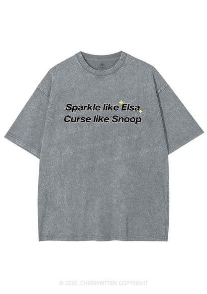 Sparkle Like Princess Y2K Shirts Washed Tee Cherrykitten