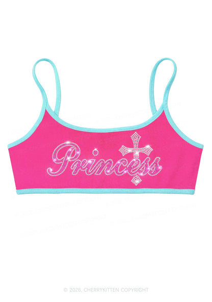 Rhinestone Princess Cross Y2K Super Crop Cami Cherrykitten