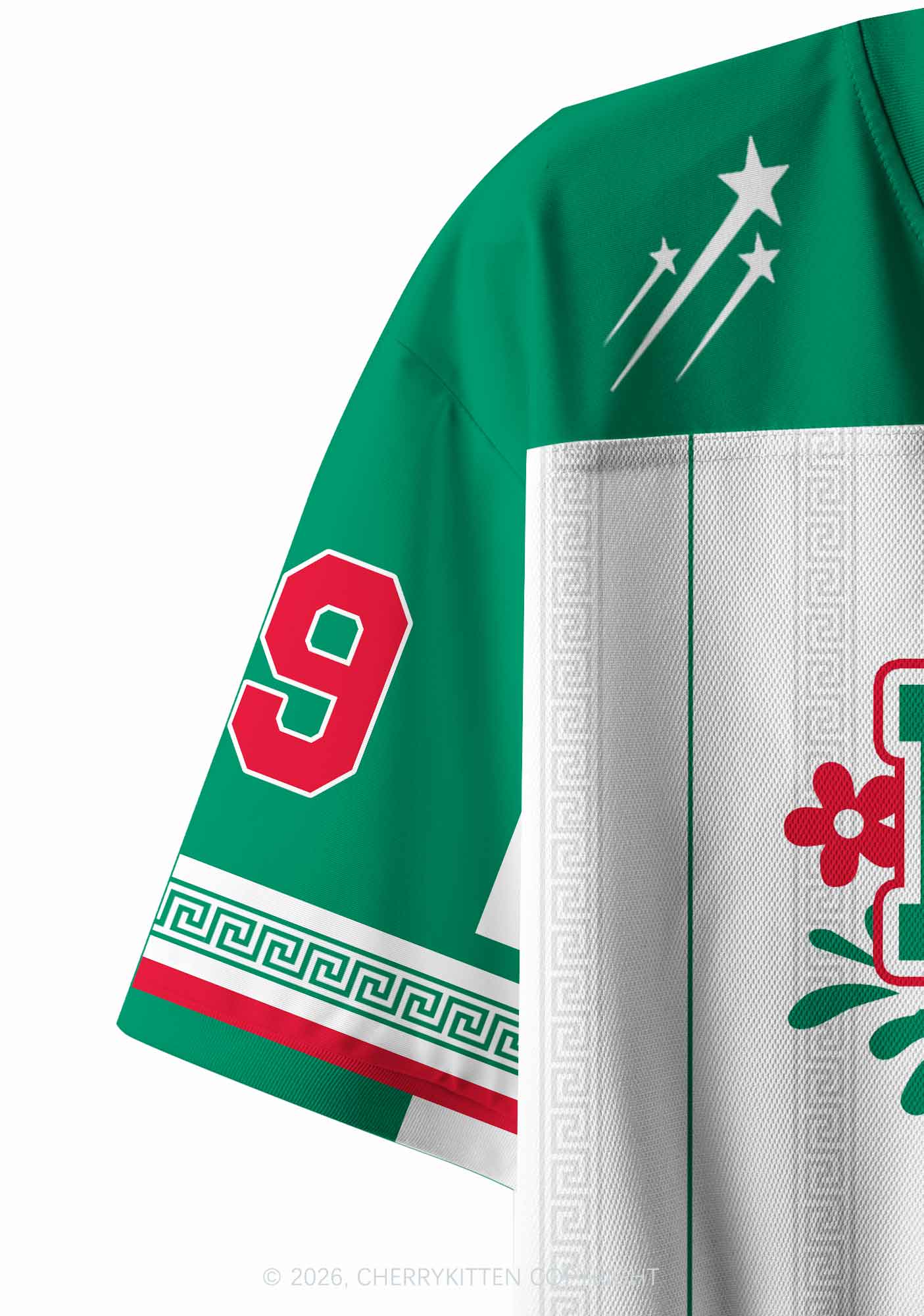 Custom Mexico Floral Stripe Y2K Crop Sport Jersey Shirts Cherrykitten