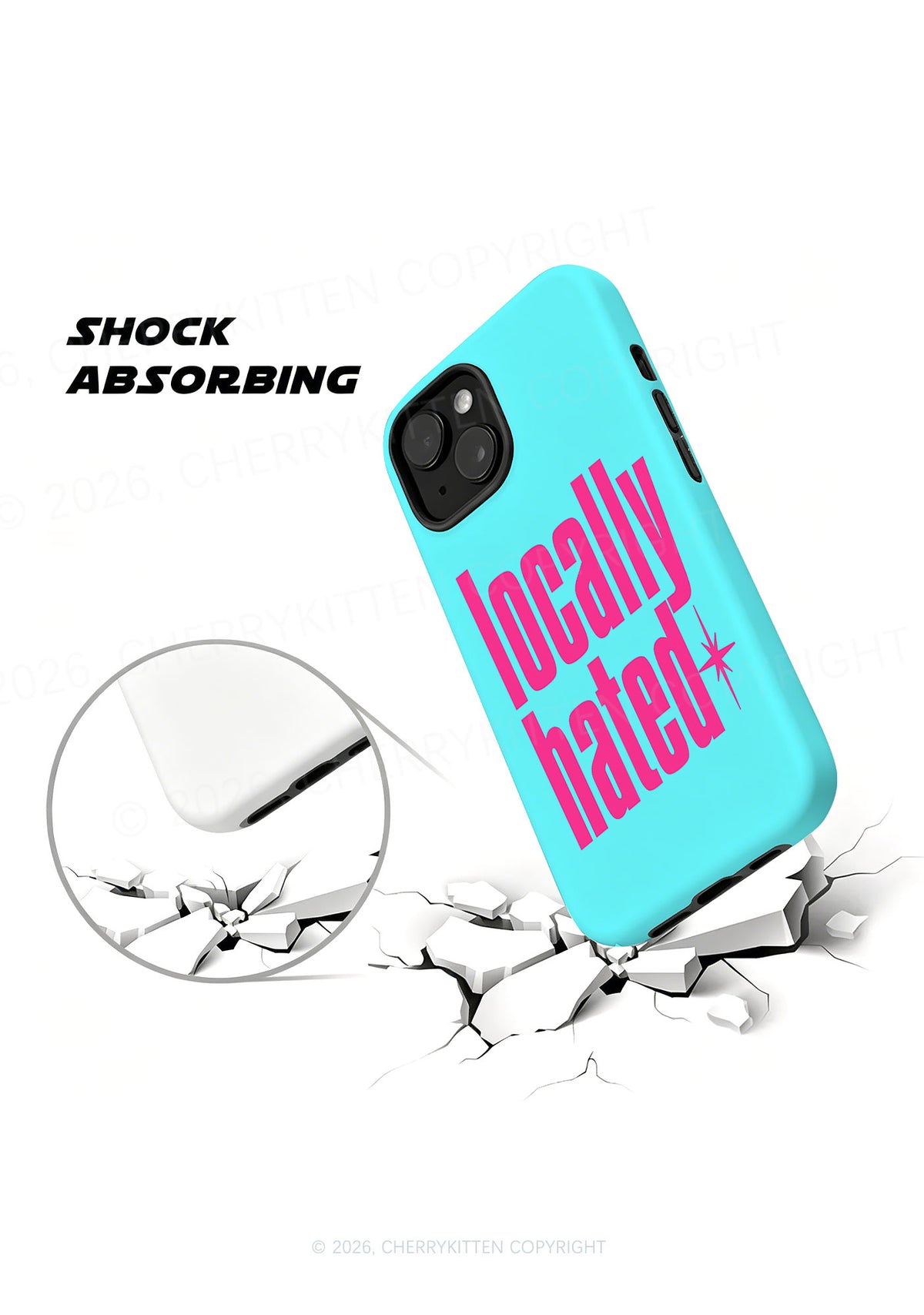 Locally Hated On Blue Y2K Phone Case Cherrykitten