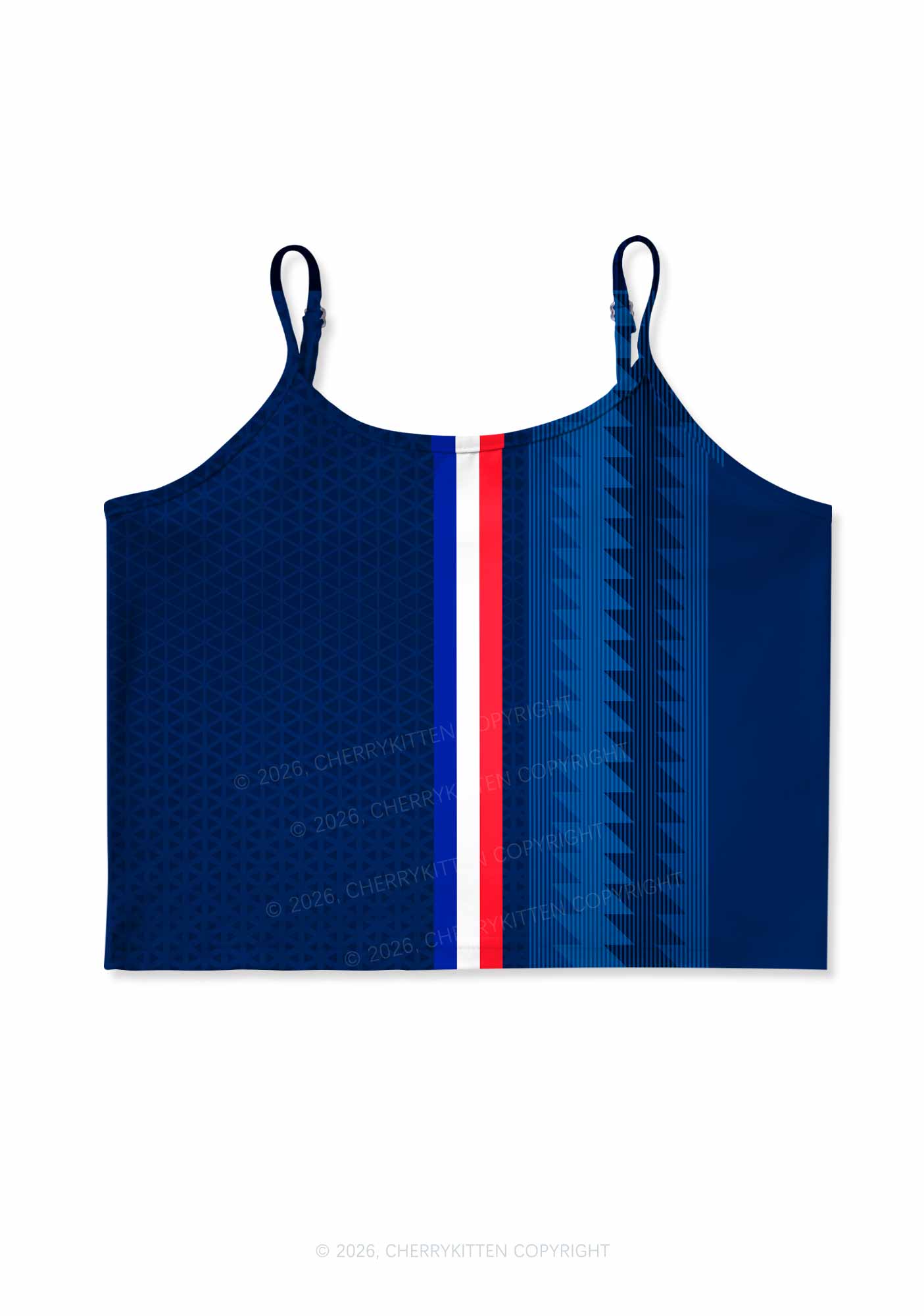 Red White Blue Stripe Y2K Print Cami Crop Top Cherrykitten