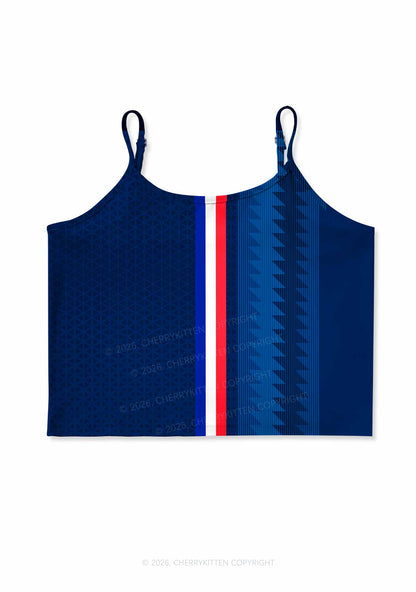 Red White Blue Stripe Y2K Print Cami Crop Top Cherrykitten
