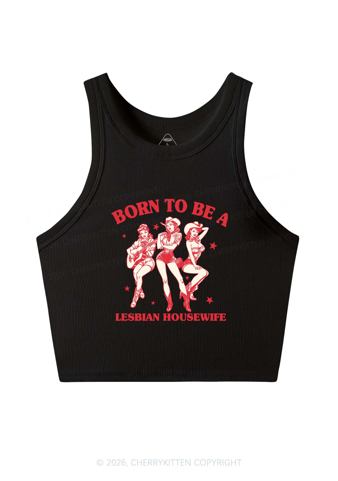 Born To Be Lesbian Housewife Pride Y2K Crop Tank Top Cherrykitten