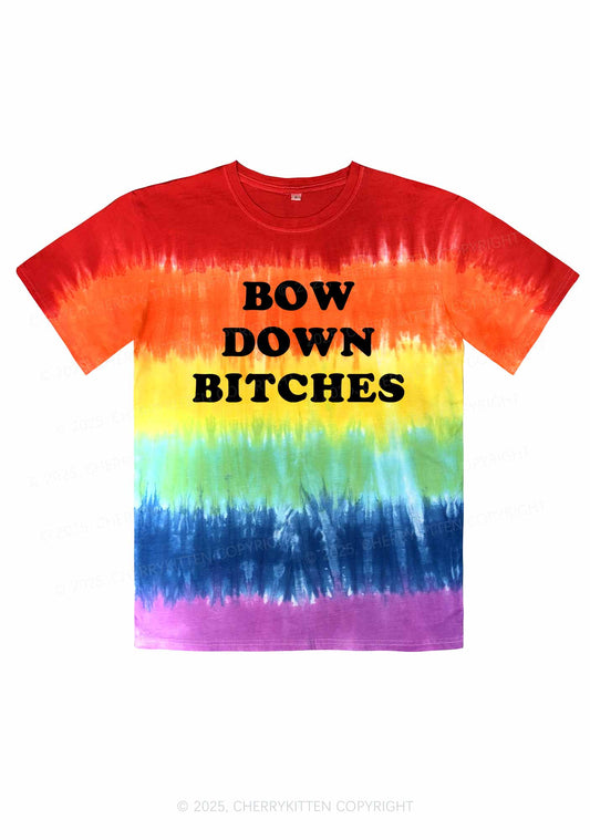 Bow Down Bxxches Pride Y2K Tie Dye Shirts Cherrykitten