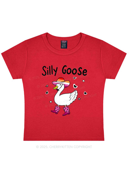 Silly Goose Lesbian Pride Y2K Baby Tee Cherrykitten