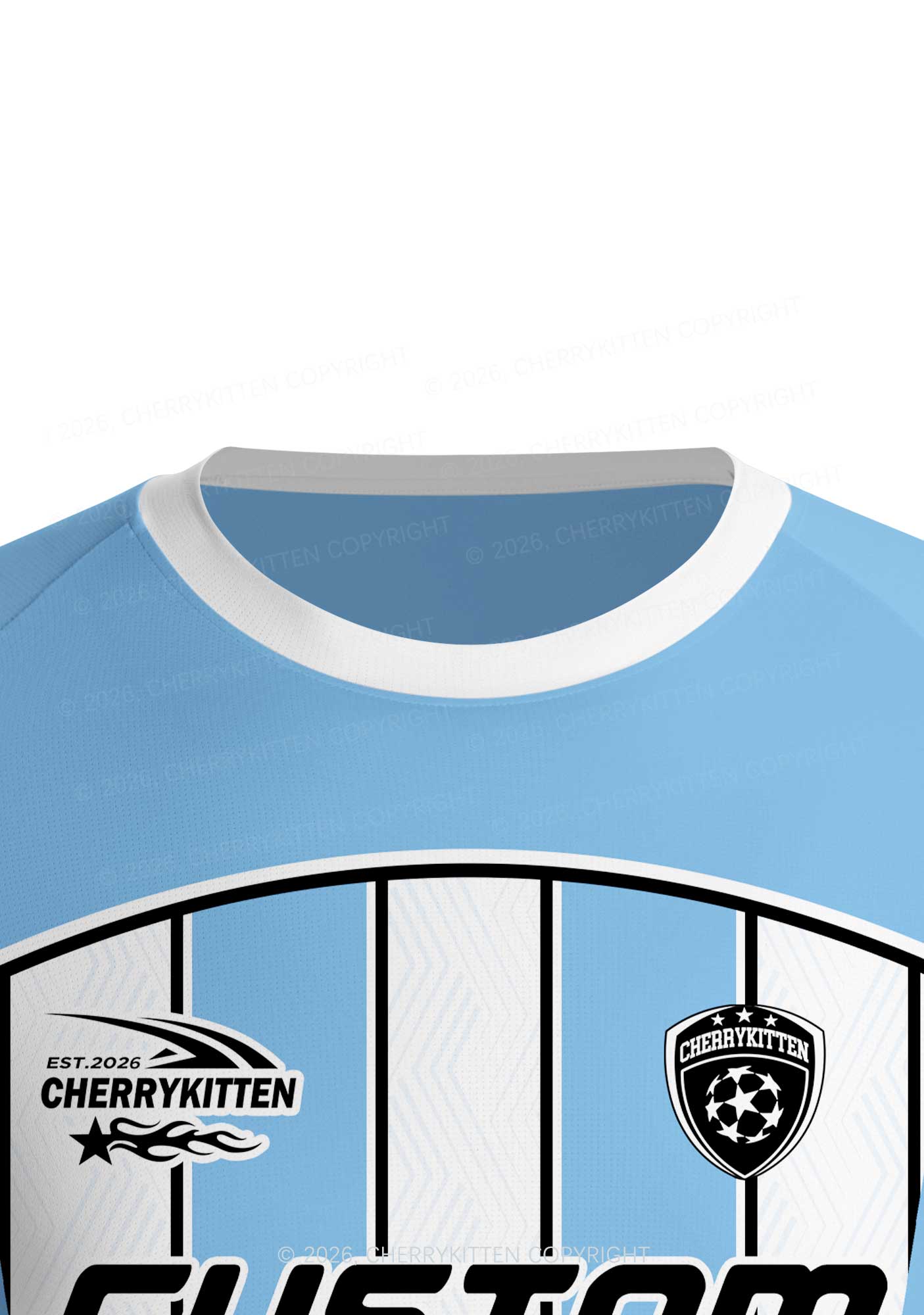 Custom Blue White Stripes Y2K Football Jersey Shirts Cherrykitten