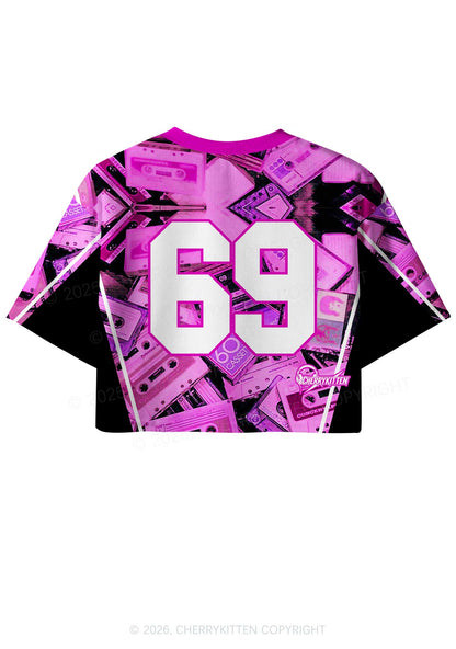Who Doesnt Like Techno Y2K Crop Sport Jersey Shirts Cherrykitten