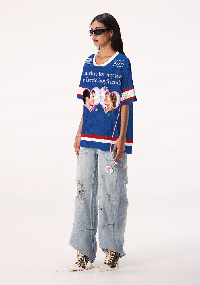 Blue Slxt For My Gay BF HR Y2K Sport Jersey Shirts Cherrykitten