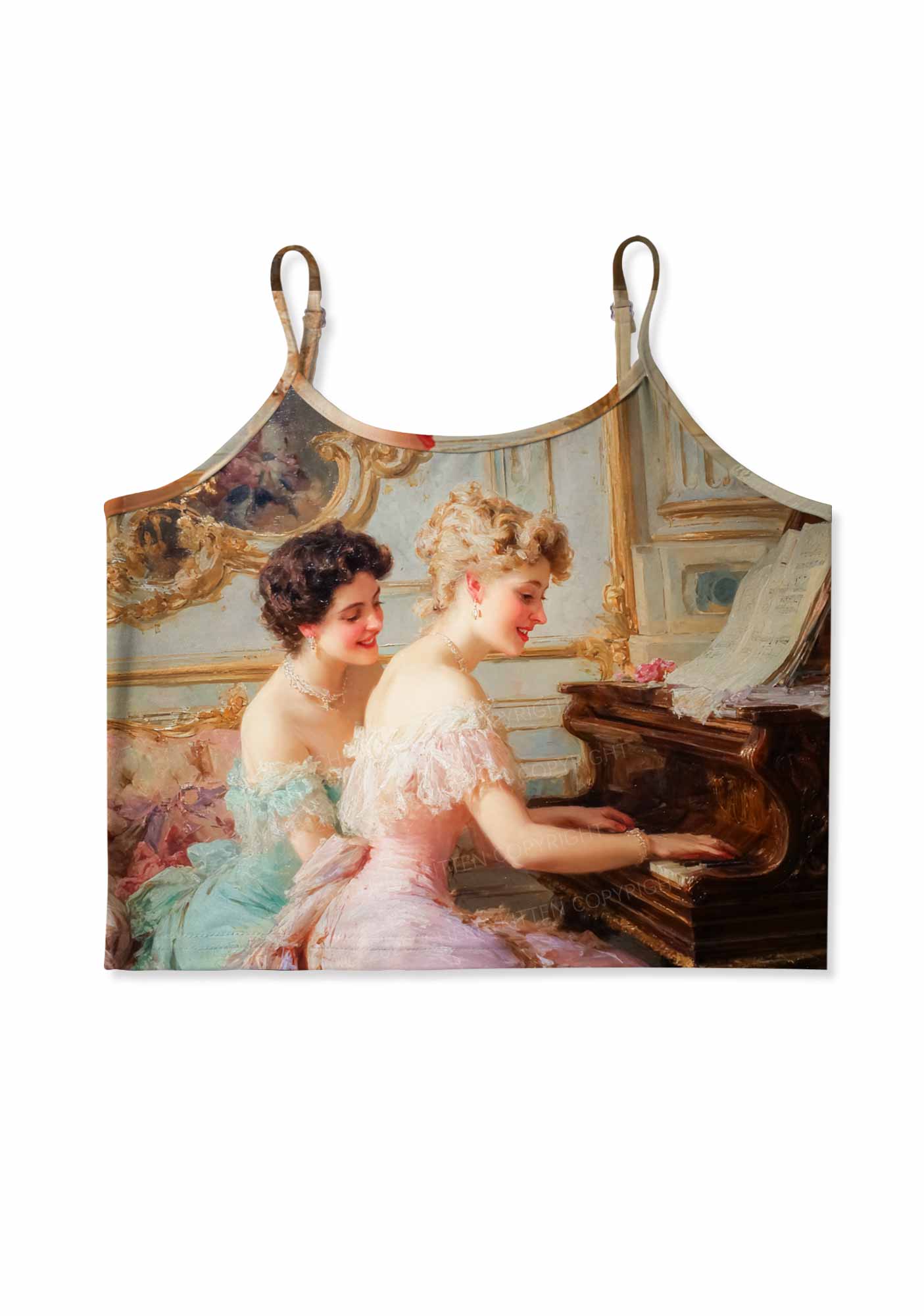 Elegant Piano Room Pride Y2K Print Cami Crop Top Cherrykitten