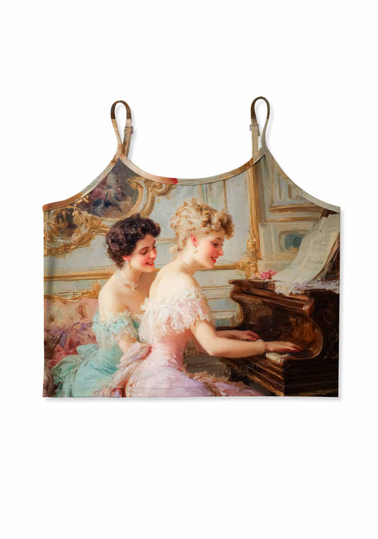 Elegant Piano Room Pride Y2K Print Cami Crop Top Cherrykitten