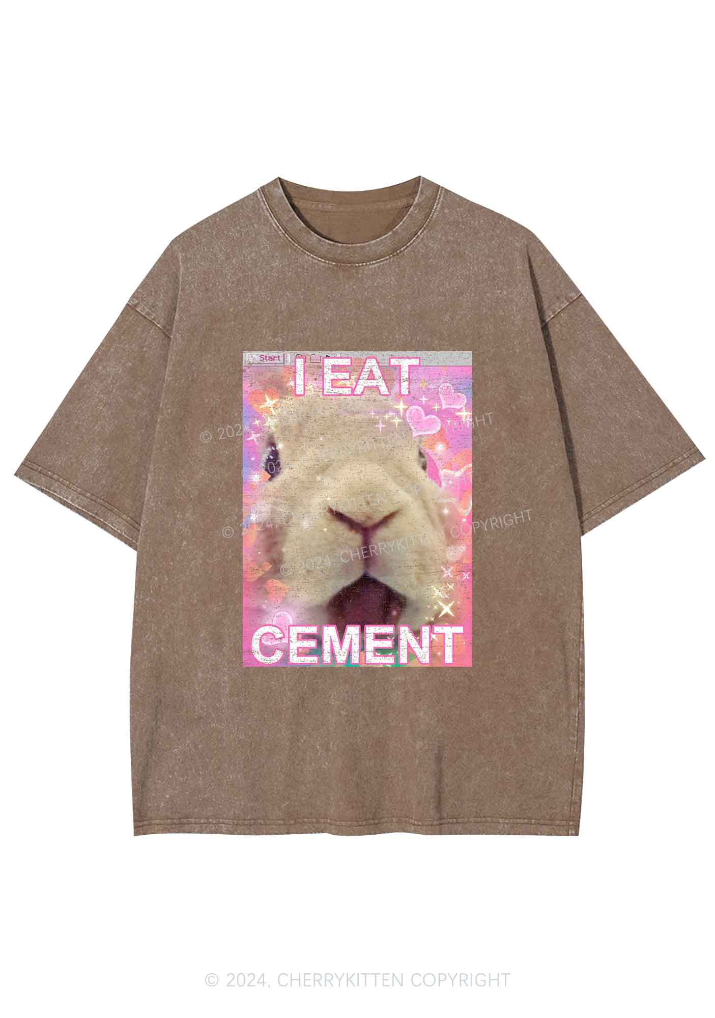 Bunny Eat Cement Y2K Washed Tee Cherrykitten