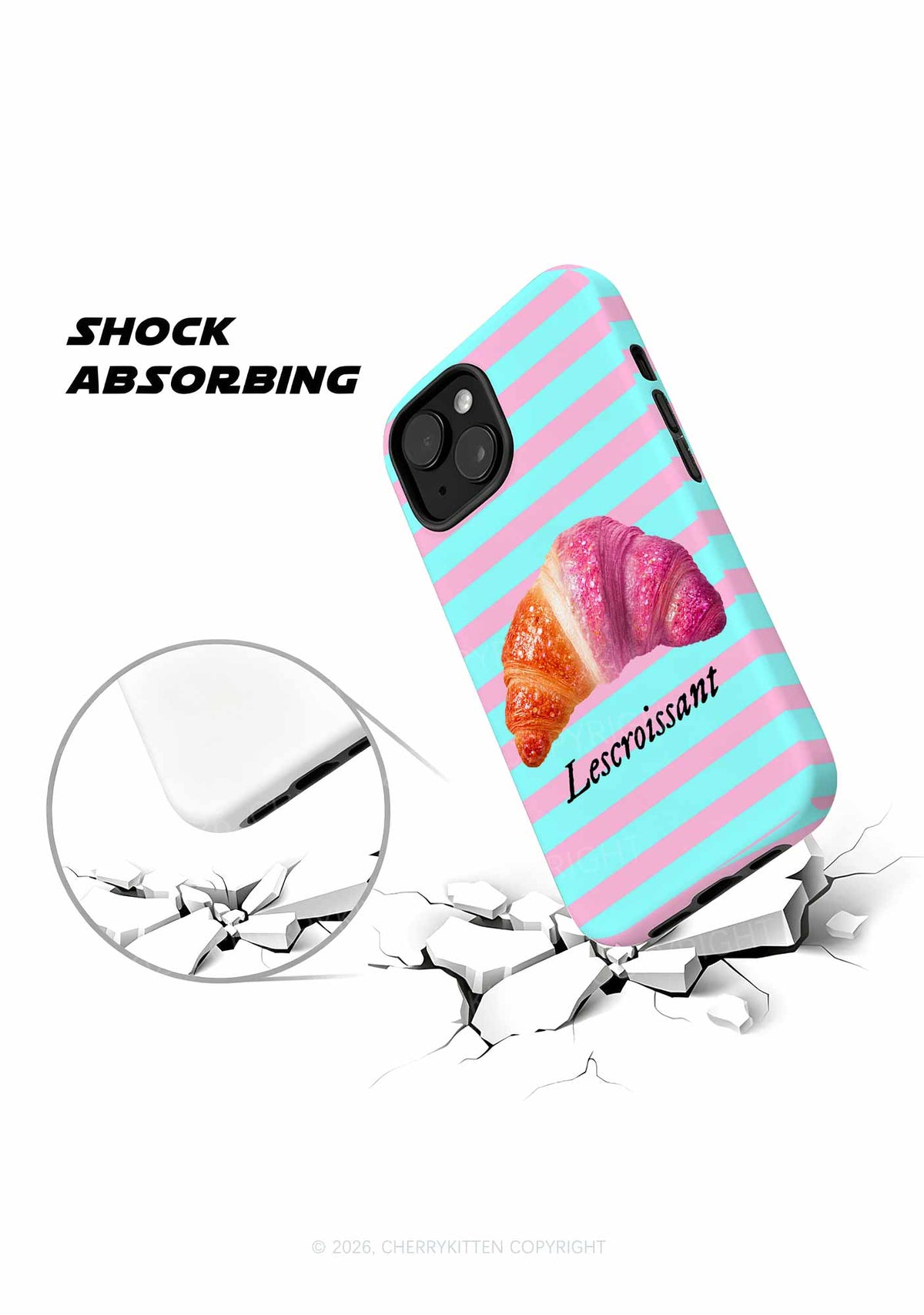 Lescroissant Pink Blue Stripes Pride Y2K Phone Case Cherrykitten