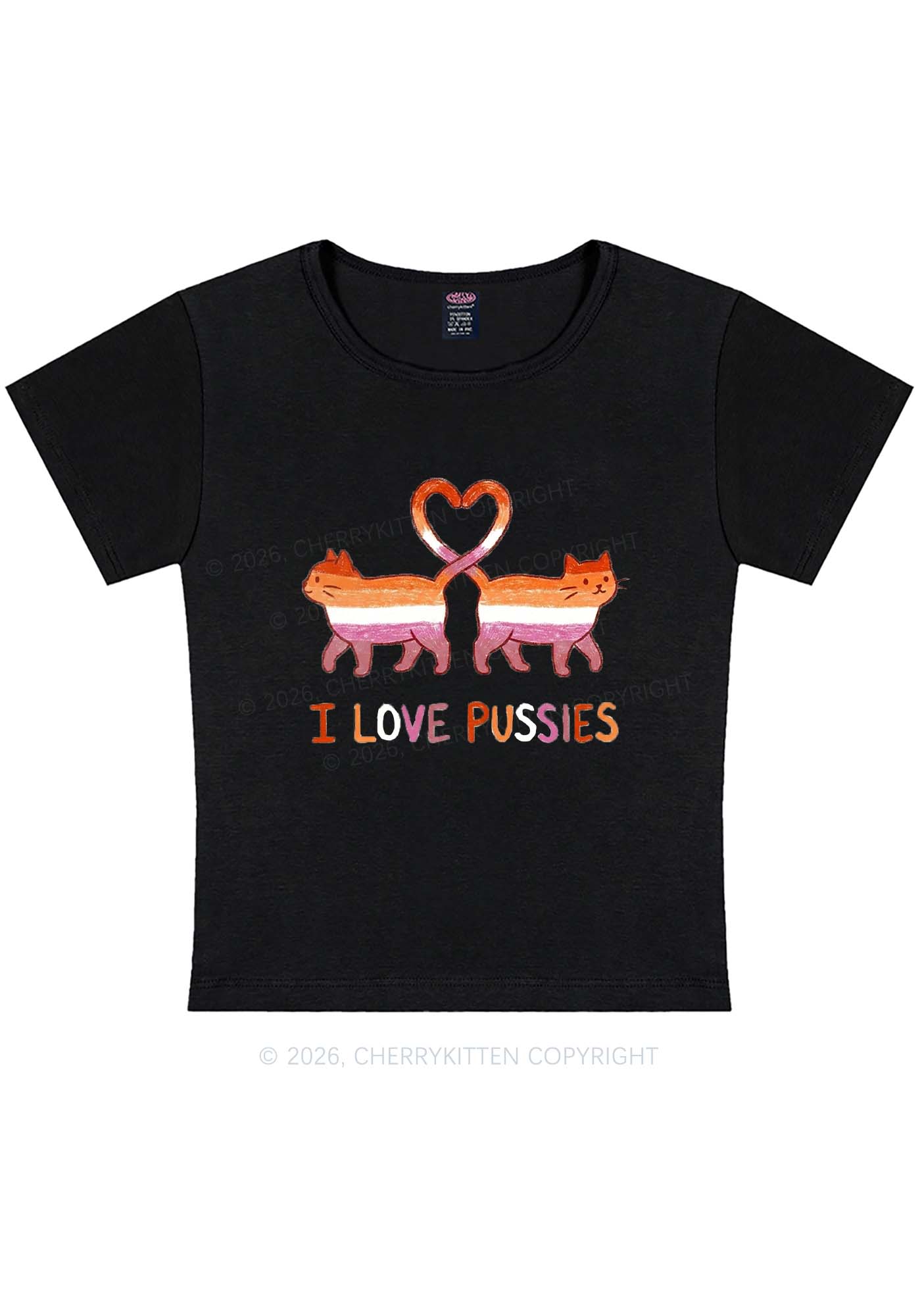 I Love Puxxies Pride Y2K Baby Tee Cherrykitten