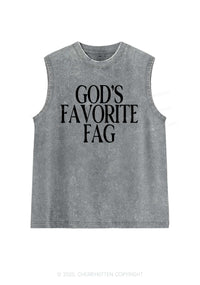 Gods Favorite Fag Pride Y2K Washed Muscle Tank Cherrykitten