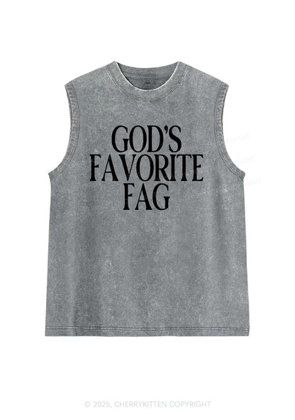 Gods Favorite Fag Pride Y2K Washed Muscle Tank Cherrykitten
