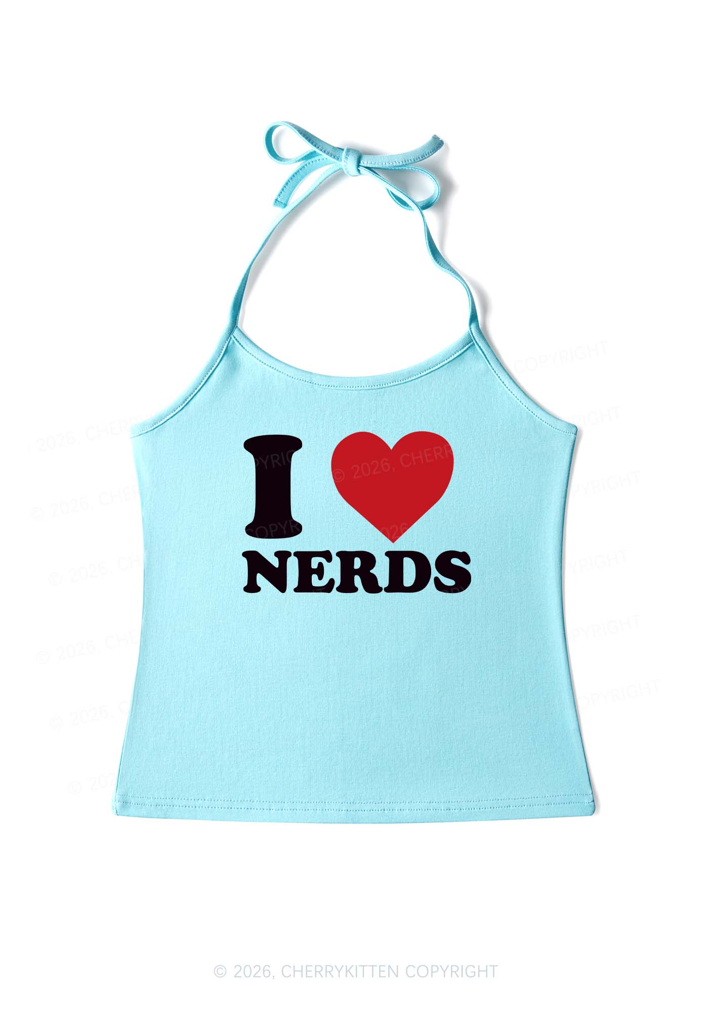 I Love Nerds Y2K Halter Neck Cami Cherrykitten