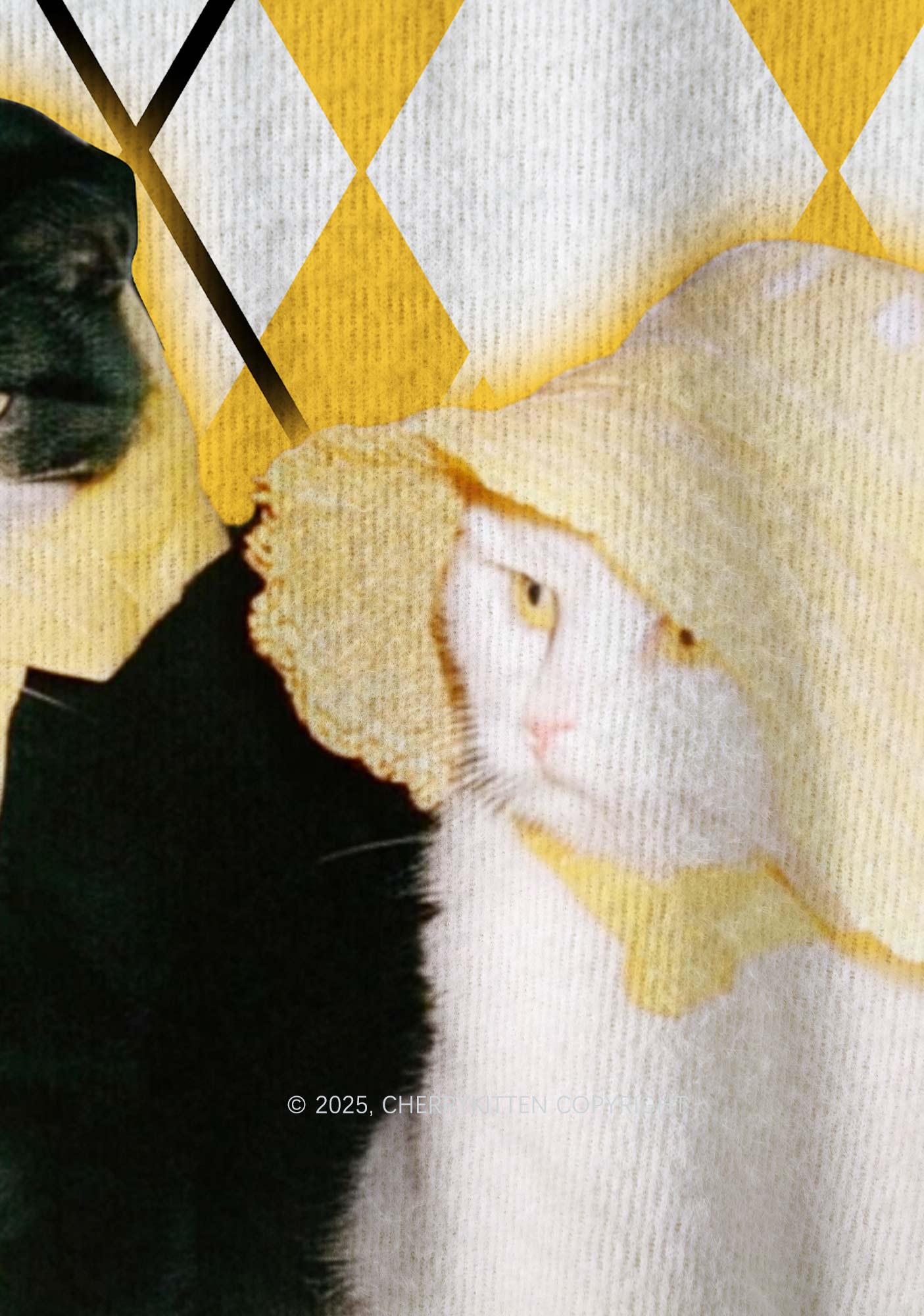 Yellow Cats Friend Y2K Christmas Knit Sweatshirt Cherrykitten