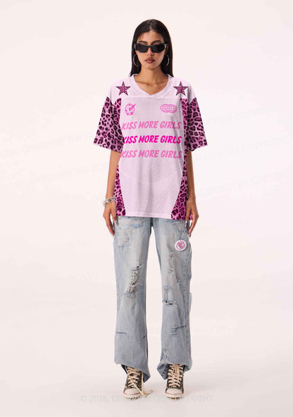 Kiss More Girls Pink Leopard Pride Y2K Sport Jersey Shirts Cherrykitten