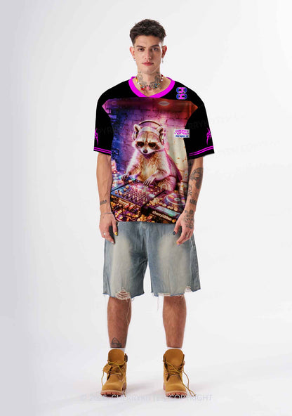 Club DJ Raccoon Y2K Sport Jersey Shirts Cherrykitten