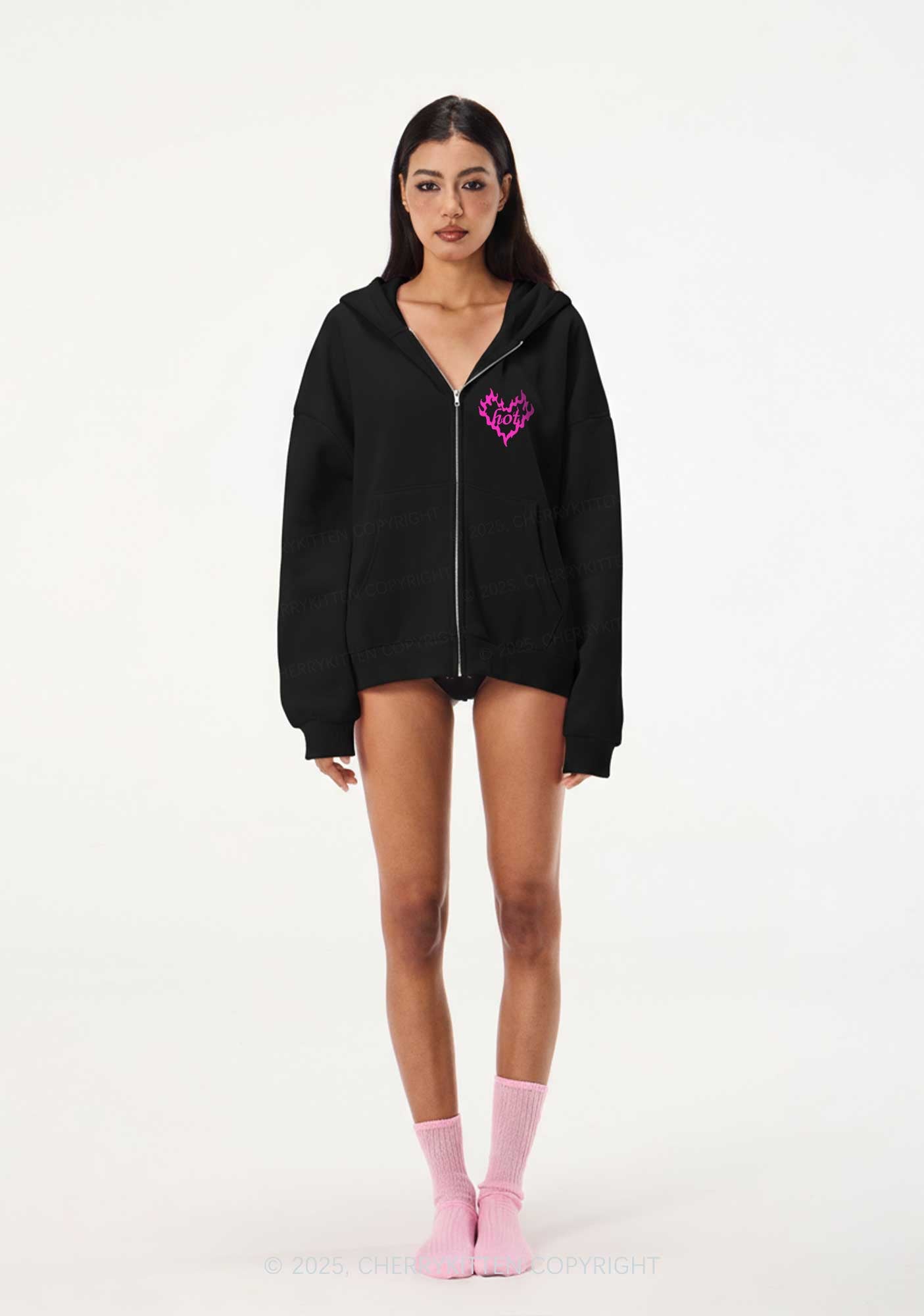 Sorry For Being So Smart Y2K Bunny Ear Zip Hoodie Cherrykitten