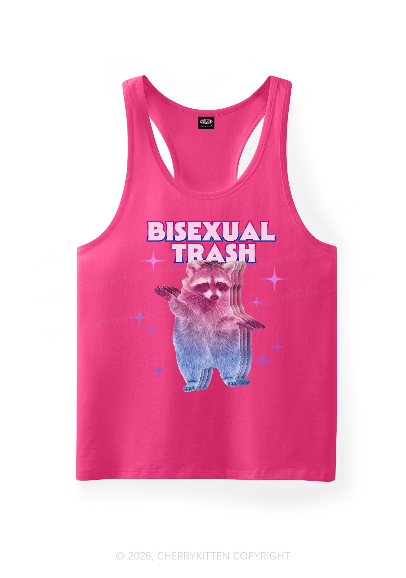 Bisexual Trash Raccoon Pride Y2K Men Racerback Tank Top Cherrykitten