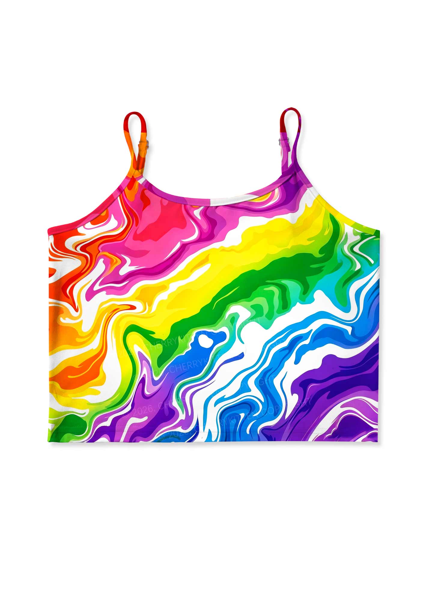 Rainbow Liquid Tie Dye Pride Y2K Print Cami Crop Top Cherrykitten