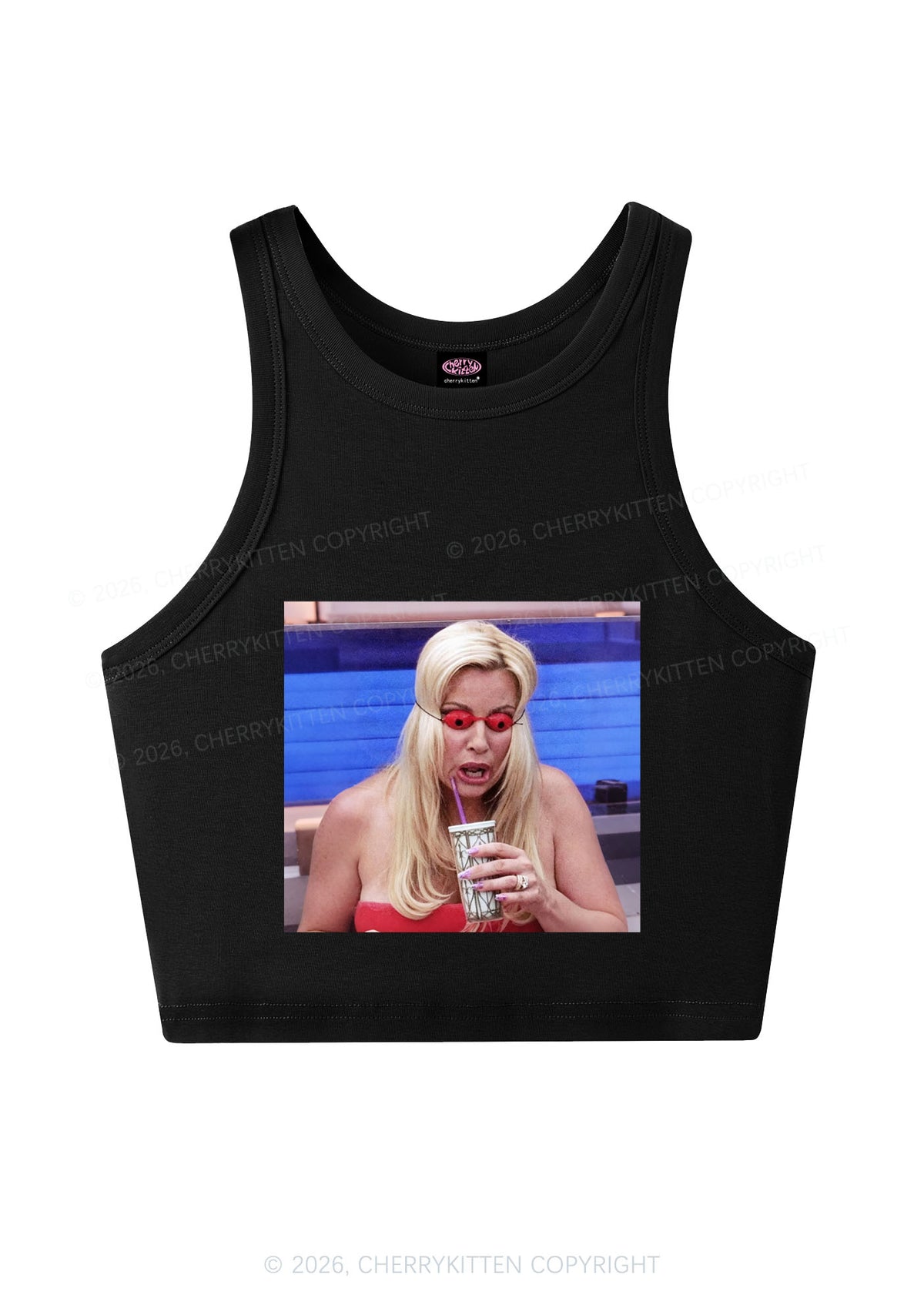 Red Eyeball Blonde Y2K Crop Tank Top Cherrykitten
