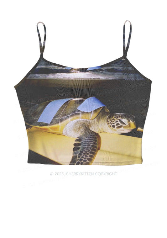 Turtle On Surfboard Y2K Mesh Cami Tank Cherrykitten