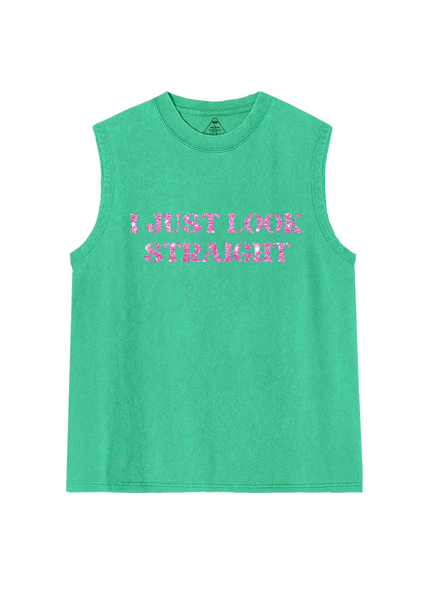 Glitter I Just Look Straight Y2K Washed Muscle Tank Cherrykitten