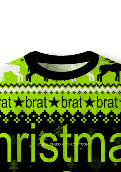 Christmas Is Brat Y2K Christmas Knit Sweatshirt Cherrykitten