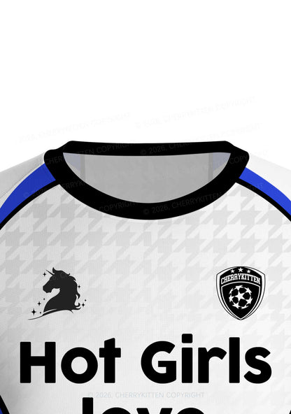 White Hot Girls Love Techno Y2K Football Jersey Shirts Cherrykitten