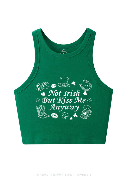 Not Irish Kiss Me Anyway St Patricks Y2K Crop Tank Top Cherrykitten