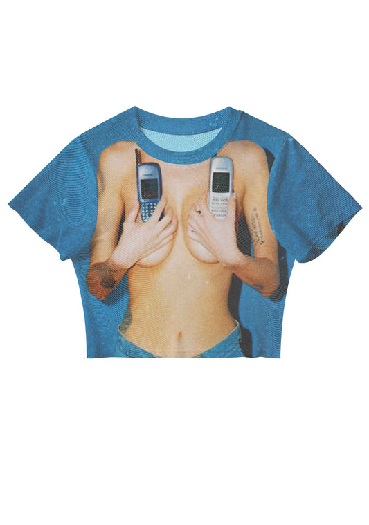 Phone Txts Y2K Mesh Crop Top Cherrykitten