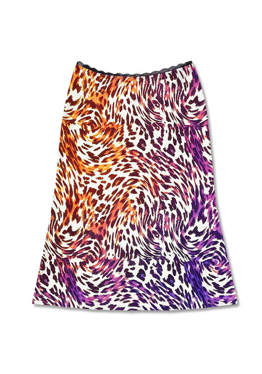 Lesbian Leopard Pride Y2K Print Midi Skirt Cherrykitten