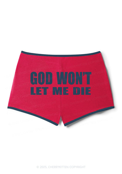 God Wont Let Me Die Y2K Contrast Mini Shorts Cherrykitten