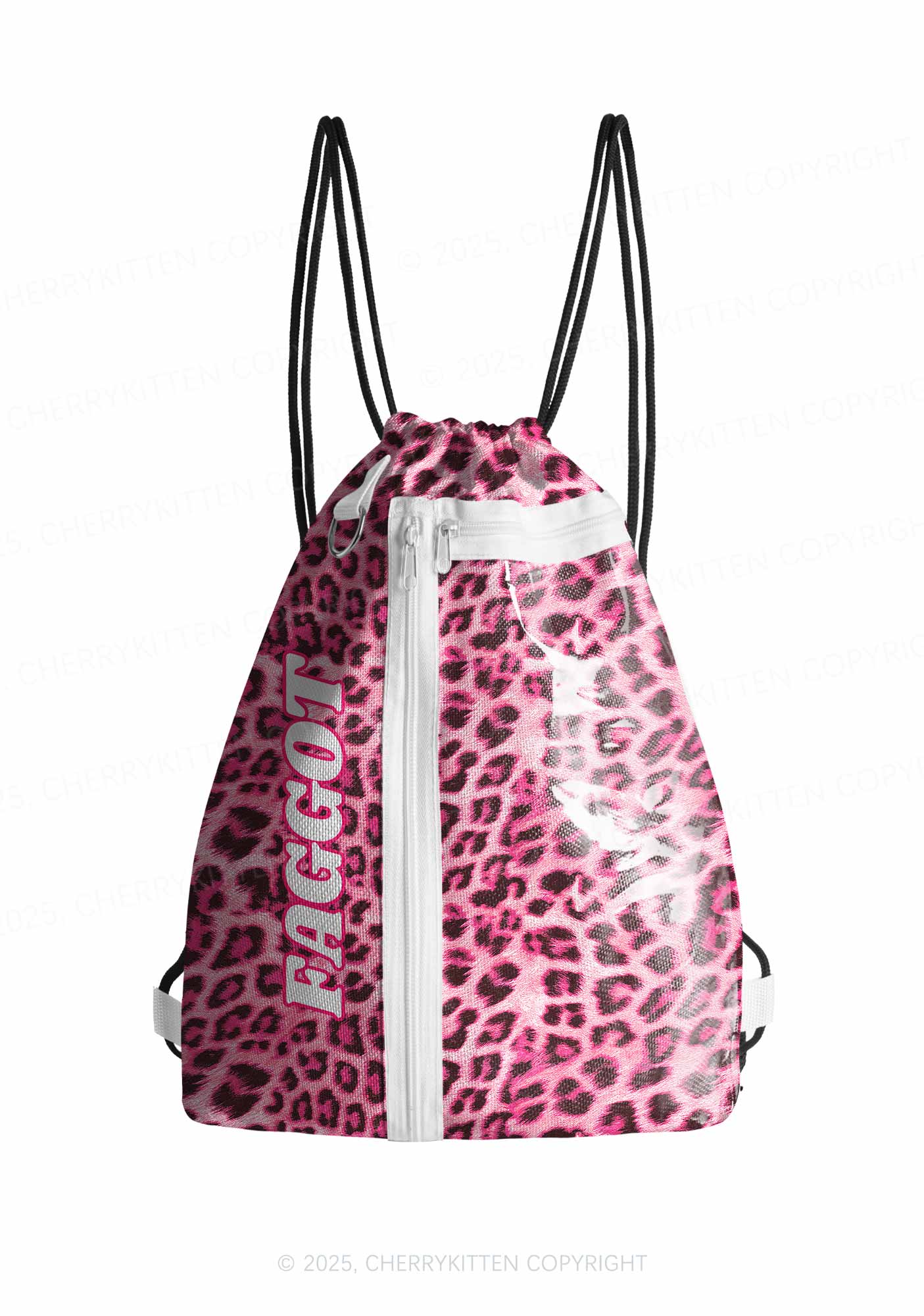 Pink Leopard Faggot Pride Y2K Drawstring Itabag Backpack Cherrykitten