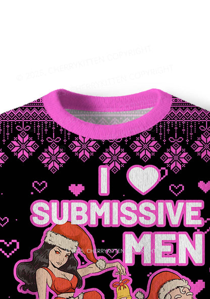 I Love S Men Y2K Christmas Knit Sweatshirt Cherrykitten