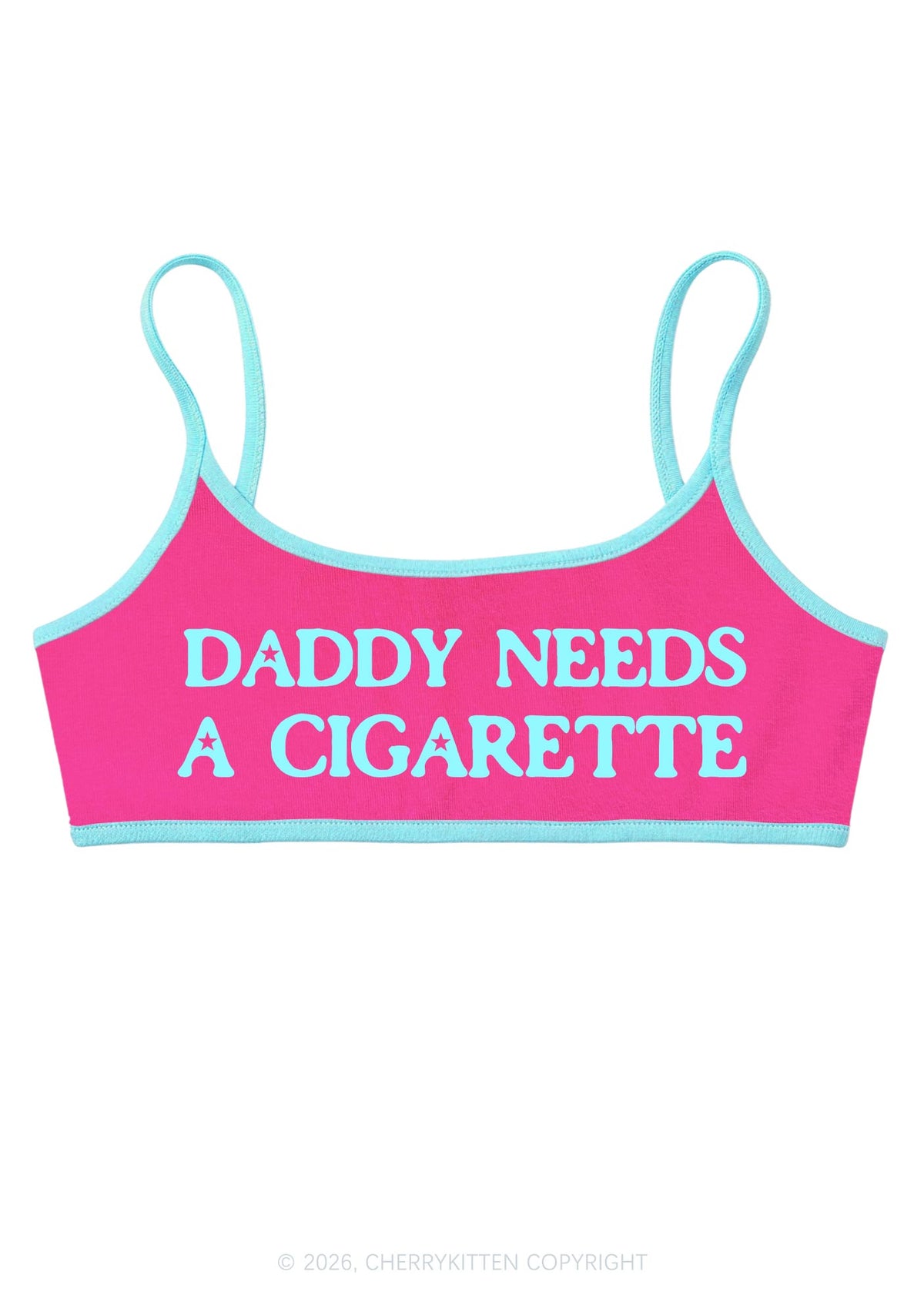 Daddy Needs A Cigarette Y2K Super Crop Cami Cherrykitten