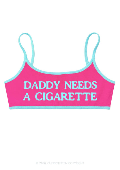 Daddy Needs A Cigarette Y2K Super Crop Cami Cherrykitten