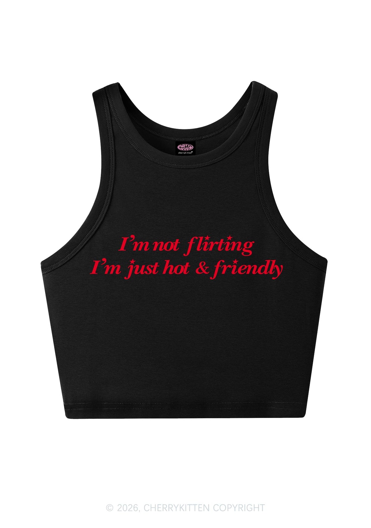 Just Hot And Friendly Y2K Crop Tank Top Cherrykitten