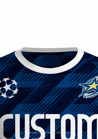 Custom Navy Blue Yellow Stripes Y2K Football Jersey Shirts Cherrykitten