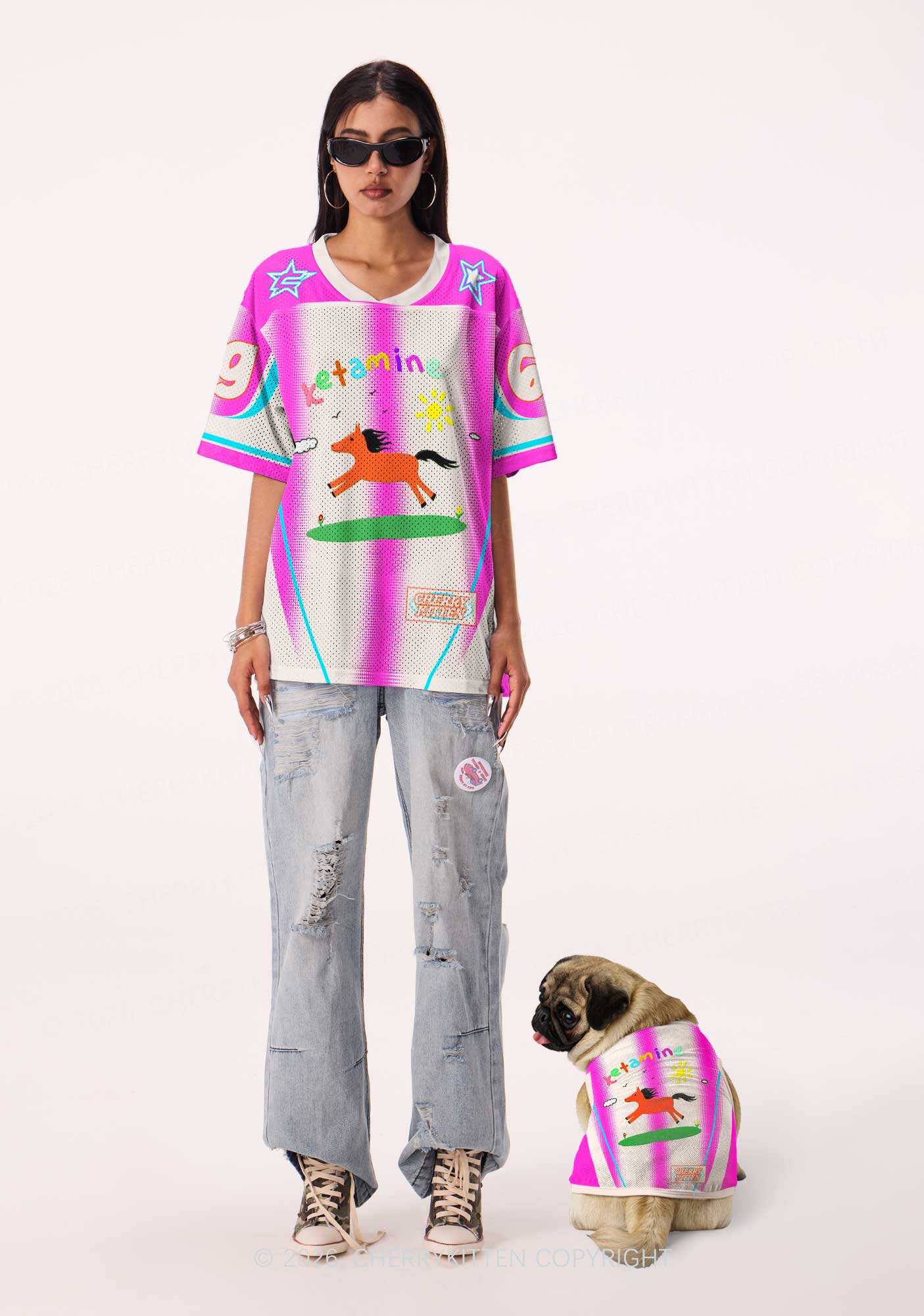 Orange Pony Y2K Pet Jersey Cherrykitten