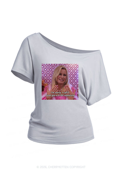 I Just Got Manicure Y2K Off Shoulder Tee Cherrykitten